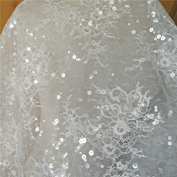 1 kiemas, dramblio kaulo, balta blizga blizgučiai nėrinių medžiaga išsiuvinėta vestuvinė suknelė oficialų 150cm