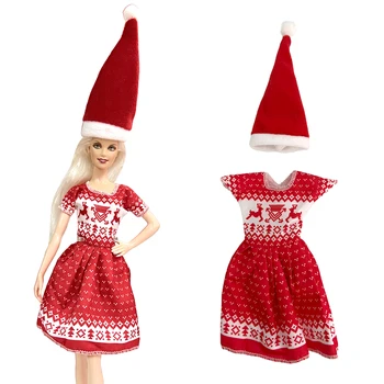 1 Vnt Karšto Pardavimo Mados Kalėdų Dress Vaikams, Žaislai, Reikmenys, Miniatiūrinė Šalis Santa Cosplay Drabužius Barbie Lėlės 