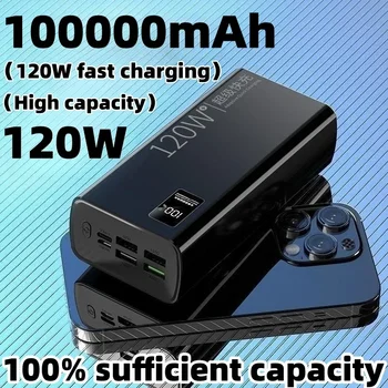 120W super greito įkrovimo 100000 mAh galios bankų su 100% pakankamos talpos mobiliesiems maitinimo įvairūs mobilūs telefonai