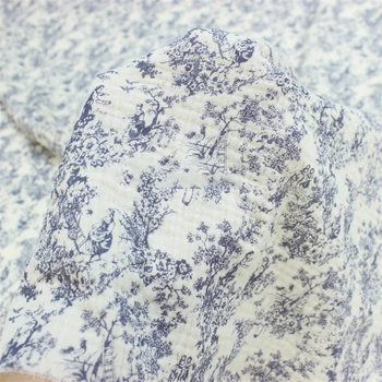 135x50cm Retro Grynos Medvilnės Mažų Gėlių Dvigubo sluoksnio Krepinio Audinio Namų Drabužiai, naktiniai marškiniai, pižamos, apatinis trikotažas, Rankų darbo 