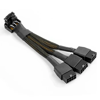 16Pin GPU Kabelis 3X 8 Pin Pcie Pratęsimas - 16AWG PCIE 5.0 90 Laipsnių stačiu Kampu 16 Pin 12+4Pin Maitinimo Adapteris