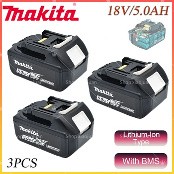 18V 100% Originalus Makita 18V 5000mAh Įkrovimo Galia Įrankiai Baterija Su LED Li-ion Pakeitimo BL1830 BL1860B BL1860 BL1850