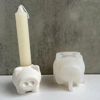 1PC Mielas Kiaulių Gyvūnų Formos Žvakidė Silikono Formos 