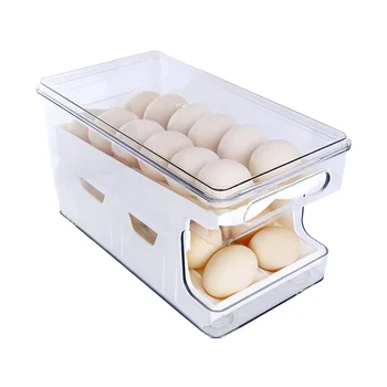 2 in 1 Kiaušinio Laikiklis Šaldytuvo , Aišku, Kiaušinių Riedėjimo Išdalijimo Šaldytuvas 24 Kiaušinių Laikymo Konteineris Dėklas