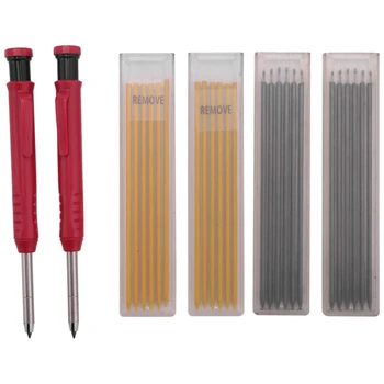 2 Vientisų Spalvų Medienos Apdirbimo Pieštukai Su Drožtukas Ir 24 Sukelti Mechaniniai Pieštukai, Tinka Medinių Grindų Ženklas
