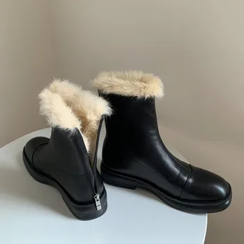 2022 m. Rudenį ir žiemą Moterims, Batai natūralios odos 22-24.5 cm karvės odos viršutinį ėriukų vilnos šiltas butas batai liesas batai