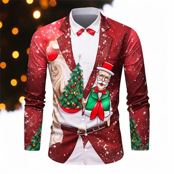 2024 m. Havajai Santa Temą vyriški Marškiniai Santa Claus Laimingas Naktį Mados Elementų Prarasti Atsitiktinis Mielas Vyresnio amžiaus Plius Dydis S-6XL