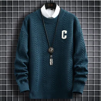 2024 Naujas Žiemos Korėjos Mados Džemperis Vyrams Streetwear Kašmyro Megztinių Megztiniai Aukštos Kokybės, Storas, Šiltas Mens Kalėdų Džemperis