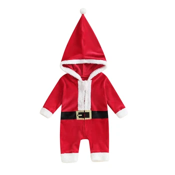 2vnt Naujagimiui s Christmas Elf Kostiumas ilgomis Rankovėmis Jumpsuit Romper Santa Hat Apsirengęs Komplektai Rinkinys