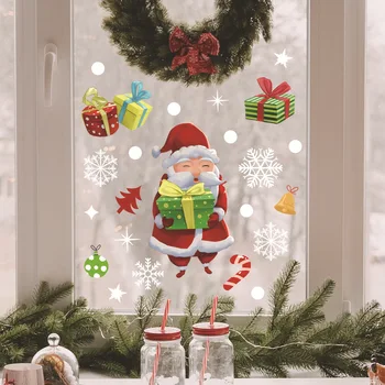 30*20cm Animacinių filmų Kalėdų Senelis Sniego Snaigė Elektrostatinės Sienų Lipdukai Kalėdų Stiklas, Dekoratyvinės Sienų Lipdukai Dj2020a