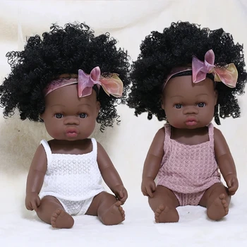 35cm Naujai Atgimsta Afrikos Lėlė Baby Modeliavimas Minkštas Vinilo Vaikų Tikroviška Žaislai, Kalėdų, Gimtadienio, Žaislai, Lėlės, Kūdikiams