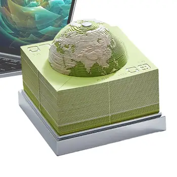3D popierinį Kalendorių Žemę, 3D Kalendorius 2024 Popieriaus Drožyba Meno Memo Pad Rip-Toli Popieriaus Drožyba Lipni Skulptūra Popieriaus Žemės Modelis