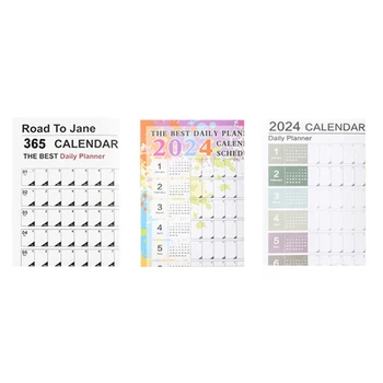 3PCS Sieninis Kalendorius 2024 M. 365 Dienos Plakatas Kalendorius Išardomi Mokyklos Home Office 29.2X20.7Inch