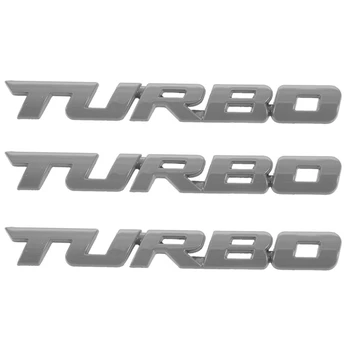3X TURBO Universaliųjų Automobilių, Motociklų, Auto 3D Metalo Logotipas Ženklelis, lipdukas, Decal, Sidabrinė