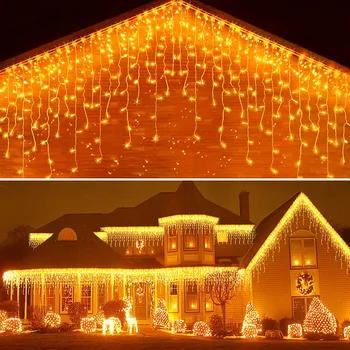 4.8 M, LED Užuolaidų Varveklis String Žibintai Kalėdinė Girlianda Pasakų Šviesos Ašaros po 0,4-0,6 m, Lauko Apšvietimas, Sodo Street Mall Pastoge