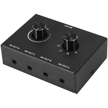 4 Port Garso Jungiklis, 3.5 mm Audio Switcher, Stereo AUX Garso Selektoriaus, 4 Įvesties 1Output/1Input 4 Išėjimo Audio Switcher Dėžutę
