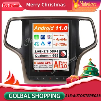 4G SIM Android Carplay Už JEEP Grand Cherokee 2014-2020 M. Tesla Stiliaus Automobilių GPS Navigacijos Galvos Vienetas Multimedia Player Auto Stereo