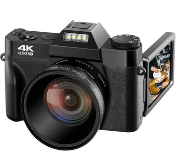 4K Vaizdo Kamera 48MP 16X Priartinimo 180° Apversti 3.0 Colių Ekranas, WIFI Vlogging Live Transliacijos vaizdo Kamera