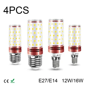 4PCS LED Kukurūzų Lemputė E27 E14 Lemputės Kristalo Lempa Sietynas Žvakių Šviesoje vidaus Apdaila