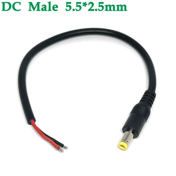 5.5 X 2.5 mm nuolatinės SROVĖS kabelio jungtis, DC Kištuką su plėtiniu vielos DC moterų Jack Juostelės jungties adapteris
