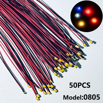 50pcs 0805 MIRKSI LED SMD Lempa Laidinio Micro Litz Led Pre-Lituojamas Chip Laidinio 3V Geležinkelio Modelio Žaislas Šviesos 