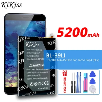 5200mAh KiKiss Baterija BL-39LI BL39LI Už Itel A56Pro A56 Pro Tecno Pop4 Pop 4 (BC2) Mobilųjį Telefoną, Baterijos