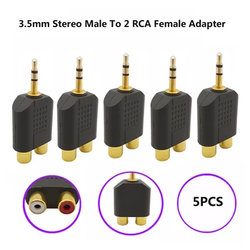 5VNT 3.5 mm Stereo Vyras į 2RCA Moterų Adapteriai Prijungti išmaniuosius telefonus, MP3 grotuvus,Audio Adapteris, Splitter, Dual RCA Jungtis.
