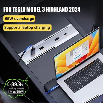 65W spartusis įkrovimas USB Šakotuvą Už Tesla Model 3 Highland 2024 Multiuse Plėtra Docking Station Automobilių Konsolė Automobilių Reikmenys