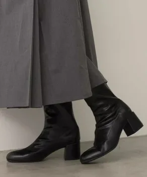 Aikštėje Kojų Storas Kulnas Moterų Batai Japonijos Paprasta Siuvimo Botas Mujer Patogus Minkštas Zapatos Mujer Rudenį, Žiemą 
