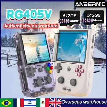 ANBERNIC RG405V Android 12 Retro Delninis Žaidimų Konsolės 4 COLIŲ IPS Jutiklinį Ekraną T618 64-bitų 5500mAh WIFI 512G 60000 Žaidimai PSP