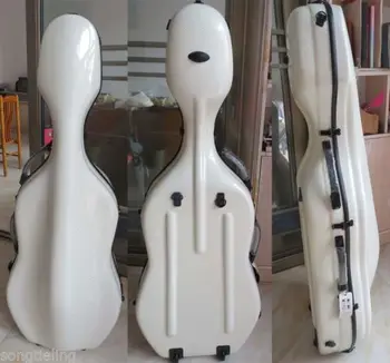 balta kompozicinės anglies pluošto violončelė sunku atveju 3/4 w/ wheells