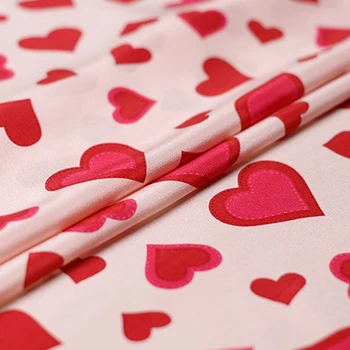 Balta waxberry 12momme rožinė širdis spausdinti krepo de chine 100% šilko vasaros suknelė marškinėliai 