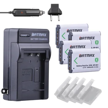 Batmax 4x Bateria NP-BX1 NP BX1 Baterijas +Automobilinis Įkroviklis+EU plug Sony DSC RX1 RX100 AS100V M3 M2 HX300 HX400 HX50 HX60 GWP88