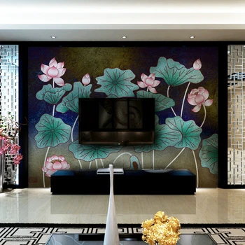 beibehang papel de parede para quarto Šviesus lotus Pietryčių Azijoje Tajų restoranas stiliaus freskos tapetai