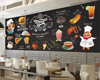 beibehang Užsakymą 3D tapetai HD ranka-dažytos Vakarų restoranas, greito maisto restoranų burger shop fono sienos popieriaus 3d freskos
