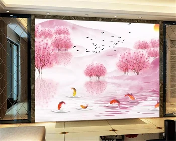 Beibehang Užsakymą 3D Tapetai Persikų Rožinė Miško karosas Kraštovaizdžio Meno Freskos Miegamojo, Vaikų Kambario Photo 3d Tapetai, freskos