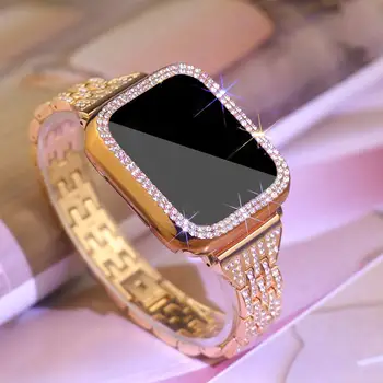 Byloje+Diamond diržu, Apple watch juosta 40mm 41mm 38mm 45mm 44mm 42mm 38mm Metalo watchband iWatch 