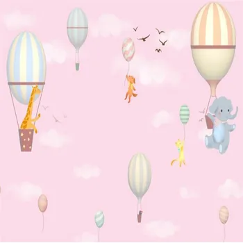 Custom mielas animacinių filmų gyvūnų karšto oro balionu, vaikų kambario foną sienų tapybos vandeniui lipnios tapetai