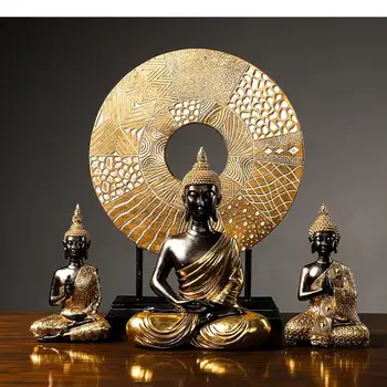 Derva Buda Auksinis Tajų Stiliaus Simbolių Rankdarbių Būsto Apstatymo Reikmenys, Namų Dekoravimo Reikmenys Šiuolaikinės Buda Dekoro Feng Shui