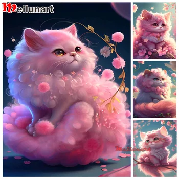 Diamond Tapybos Pink Cat Naują Diamond Siuvinėjimo Gyvūnų Kryželiu Rinkiniai Mozaikos kalnų krištolas Nuotraukas HandmaPinkde Hobis AS3344