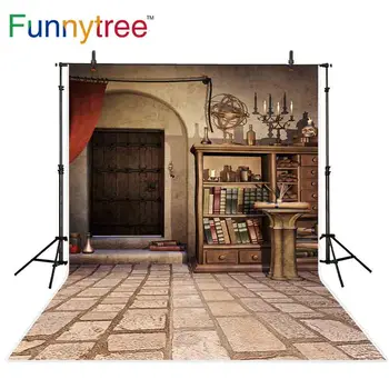Funnytree sluoksnių fotografijos studija studijų leidiniai medienos durys senovinių knygų akmens grindų profesinės fone photocall