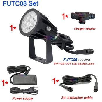 FUTC08 Miboxer 6W RGBCCT LED Sodo Lemputė 24V DC IP66 atsparus Vandeniui Vejos Lempos Smart Lauko Šviesos arba led Apšvietimas jungtis