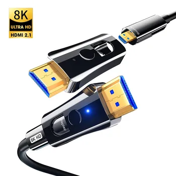 HDMI-suderinamą Optinio Pluošto Kabelis Didelės Spartos 2.1 Versija 8K@60Hz 4K@120Hz 48Gpbs HDR HDCP2.2/2.3 Vieno galvos HD Nuimamas