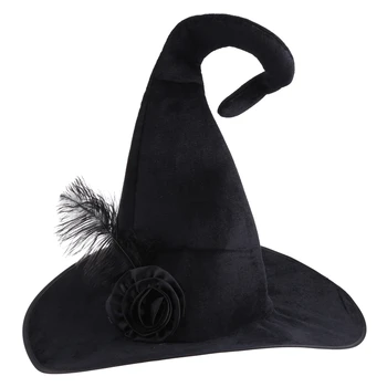 Helovinas Ragana Wizard Hat Šalies Kostiumai, galvos Apdangalai Velnias Cosplay Rekvizitai Apdailos Reikmenys Suaugusių Moterų, Vyrų 85DA