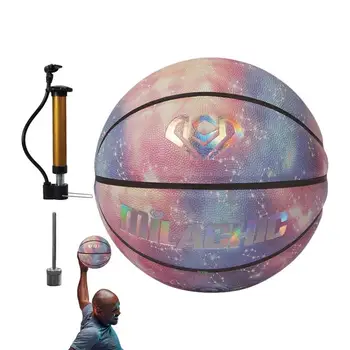 Holographics Krepšinio Spindinčią šviesą Atspindinčios Kamuolys Gatvės Composite PU Odos, Futbolas Dydis 7 Patalpų Lauko Krepšinis