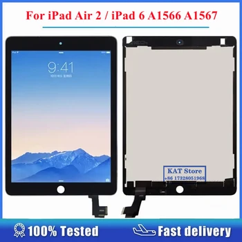 Išbandyti iPad Air 2 / iPad 6 2014 A1566 A1567 LCD Jutiklinis Ekranas skaitmeninis keitiklis Visiškai Asamblėja Pakeitimo Atsarginės Dalys