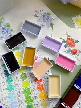 Japonijos Kietas Akvarelė Pigmentai Meno Tapybos Reikmenys Rankomis Dažyti Kinų Tapybos, Akvarelės Gėlių Scenos Meno Iliustracijos