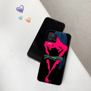 Juodos Anti-Drop Telefoną Atveju Xiaomi Poco X4 X3 M4 M3 Pro NFC M5 M5S F4 F3 GT C40 A2 Lite F1 Sexy lady Raudonų Lūpų Mergina Dangtis