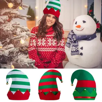 Kalėdų Skrybėlės Suaugusiųjų, Vaikų, Raudonas Ir Žalias Dryžuotas Dizainas Santa Skrybėlės, Papuošalai Manė, Elf Skrybėlės Kūrybos Kalėdų Suaugusiųjų Skrybėlės