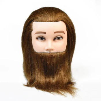 Karšto Parduoti Vyrų Plaukų Lėlės Profesionalus Manekenas Galvos, 100% Žmogaus Plaukų Kirpėjų Mokymo Perukas Galvos Šukuosena Su Barzda